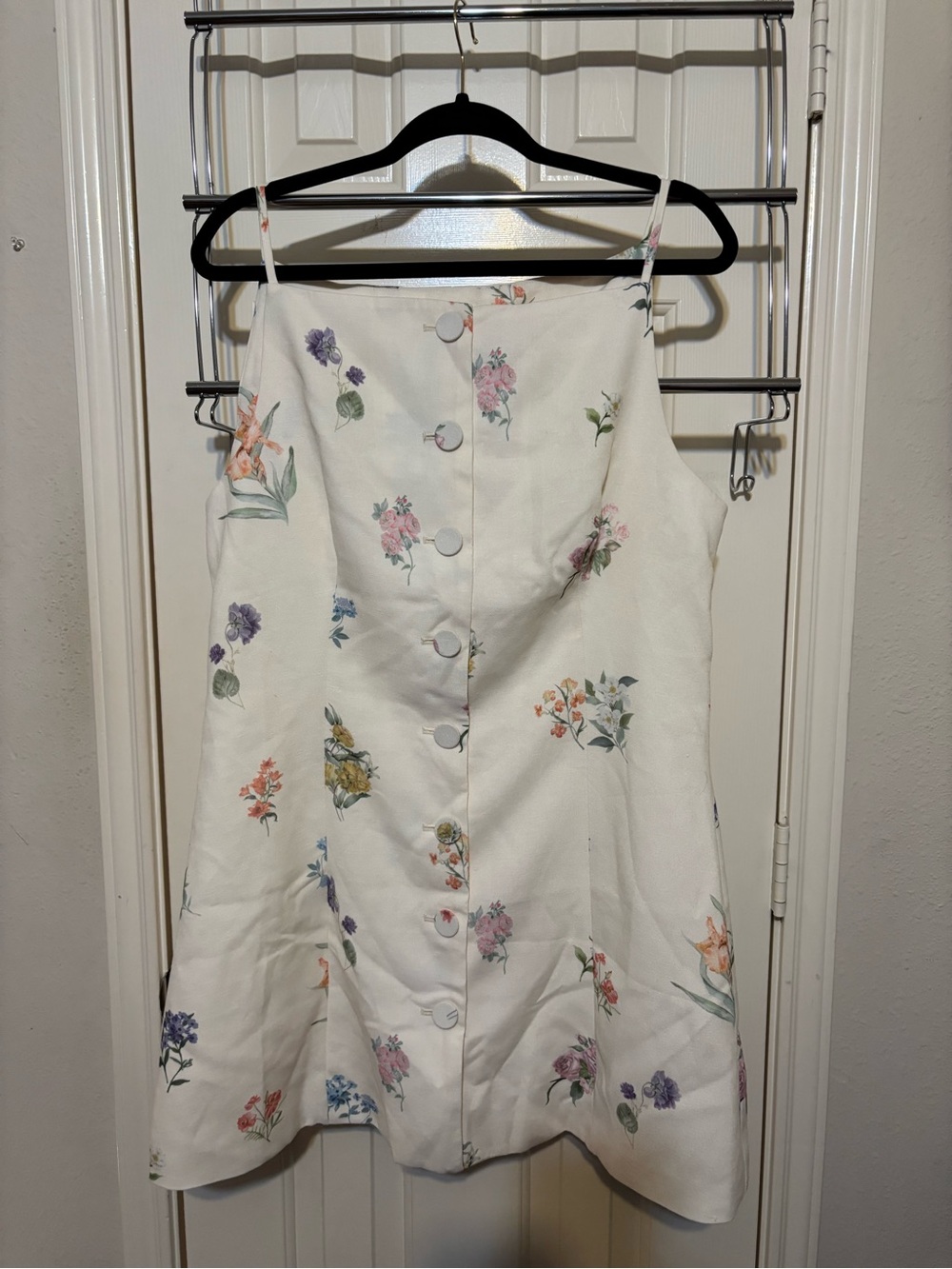 Cider White Floral Button Mini Dress